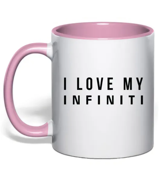 Чашка з кольоровою ручкою I love my Infiniti Ніжно рожевий фото