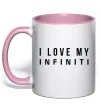 Чашка з кольоровою ручкою I love my Infiniti Ніжно рожевий фото