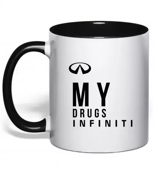 Чашка з кольоровою ручкою Infiniti my drug Чорний фото