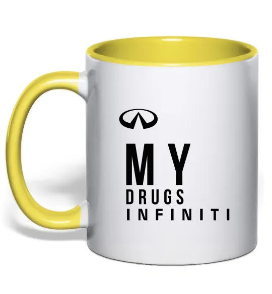 Чашка з кольоровою ручкою Infiniti my drug Лимонний фото