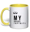 Чашка з кольоровою ручкою Infiniti my drug Лимонний фото