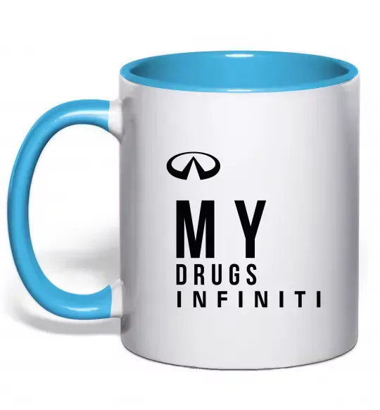 Чашка з кольоровою ручкою Infiniti my drug Блакитний фото