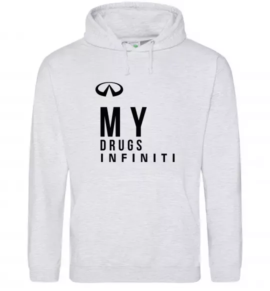 Женская толстовка (худи) Infiniti my drug Серый меланж фото