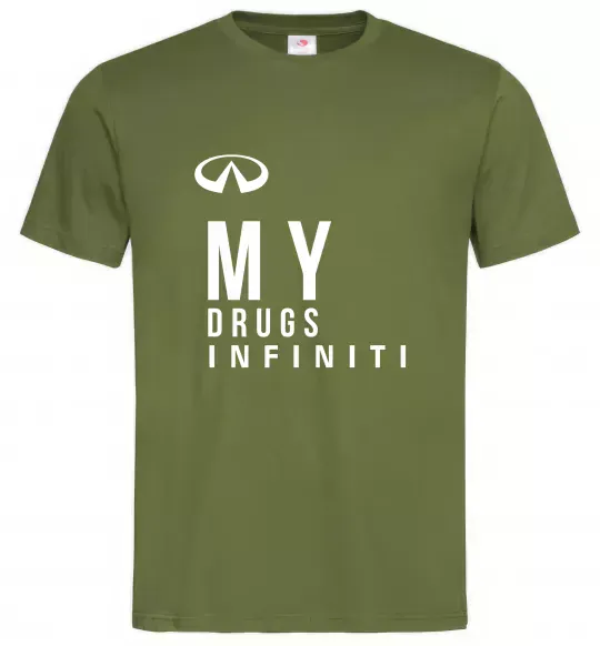 Мужская футболка Infiniti my drug Оливковый фото