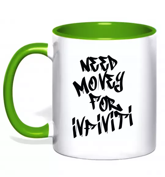 Чашка с цветной ручкой Need money for Infiniti Зеленый фото