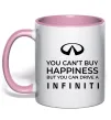 Чашка з кольоровою ручкою You can drive Infiniti Ніжно рожевий фото
