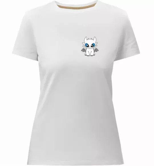 Женская премиум футболка Дракон біла фурія Белый фото