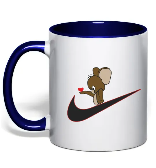 Чашка с цветной ручкой Джері парна Глубокий темно-синий фото