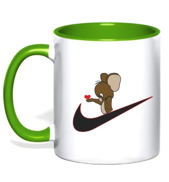 Чашка з кольоровою ручкою Джері парна Лаймовий фото