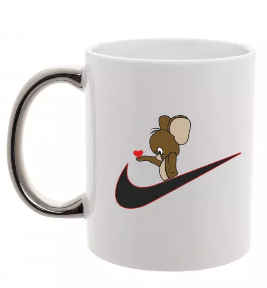 Чашка с цветной ручкой Джері парна Серебро фото