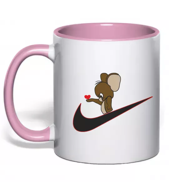 Чашка с цветной ручкой Джері парна Нежно розовый фото