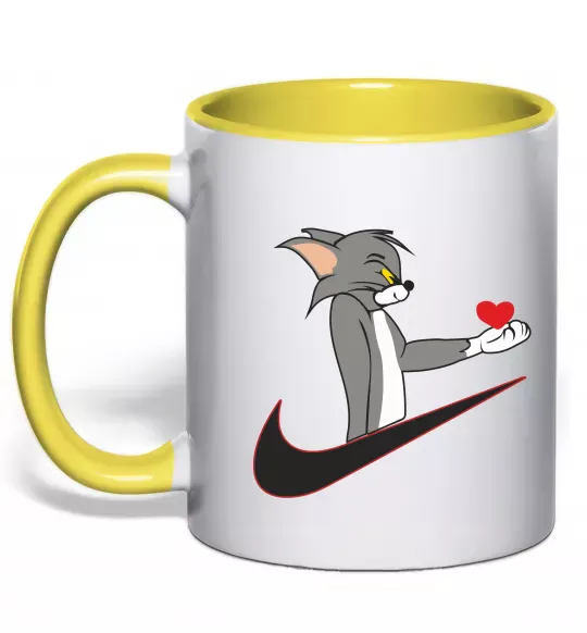 Чашка с цветной ручкой Том парна Солнечно желтый фото