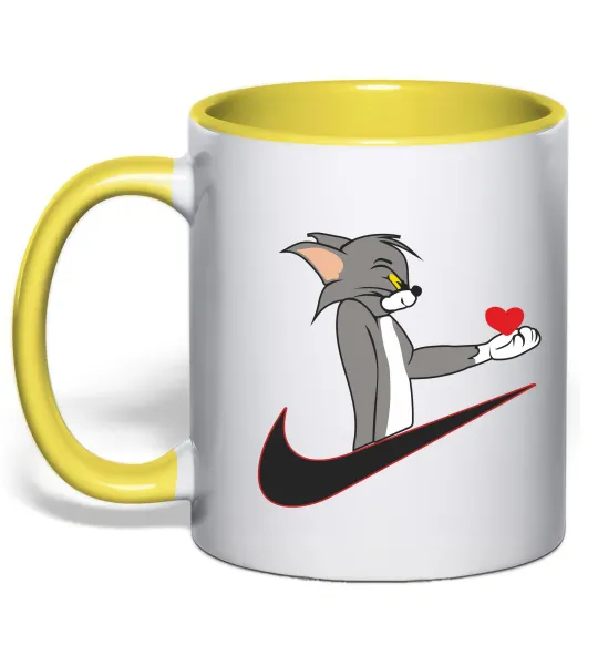 Чашка з кольоровою ручкою Том парна Лимонний фото