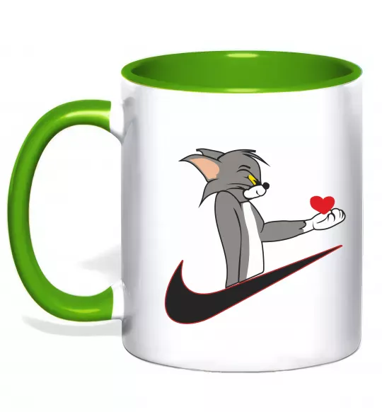 Чашка с цветной ручкой Том парна Зеленый фото