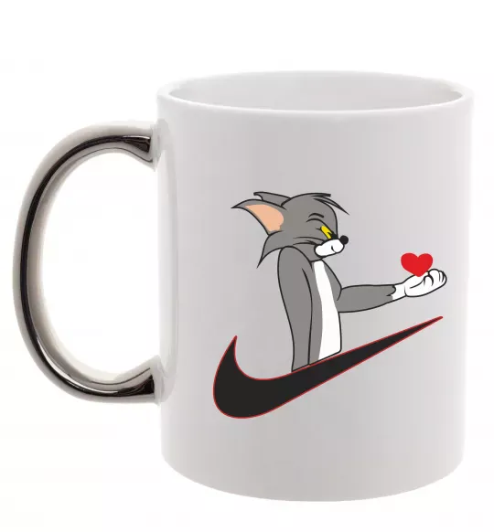 Чашка с цветной ручкой Том парна Серебро фото