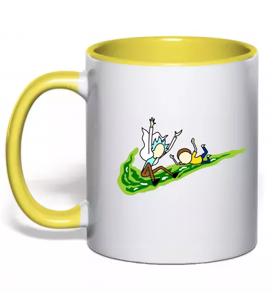 Чашка с цветной ручкой Рік та Морті летять на значку Солнечно желтый фото