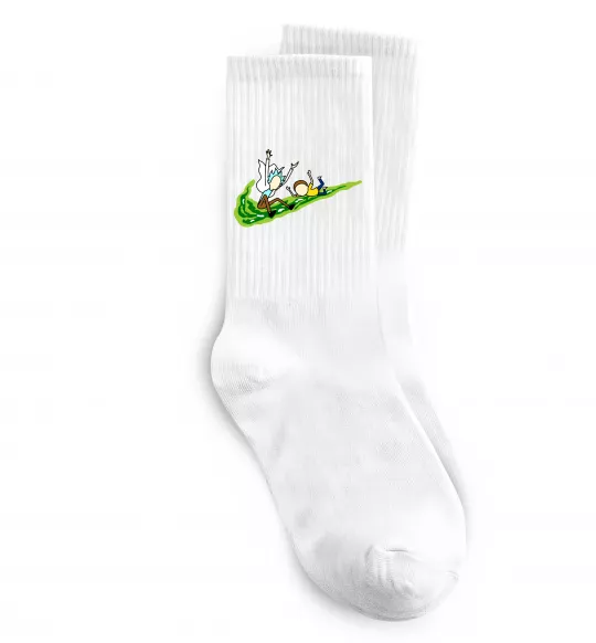 Носки Рік та Морті летять на значку Белый фото