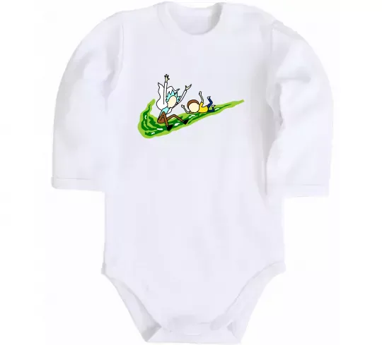 Детский боди Рік та Морті летять на значку Белый фото