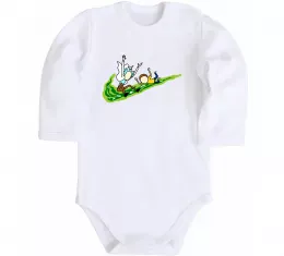 Дитячий бодік Рік та Морті летять на значку Білий фото