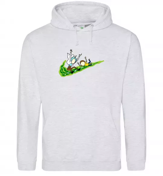 Жіноча толстовка (худі) Рік та Морті летять на значку Сірий меланж фото