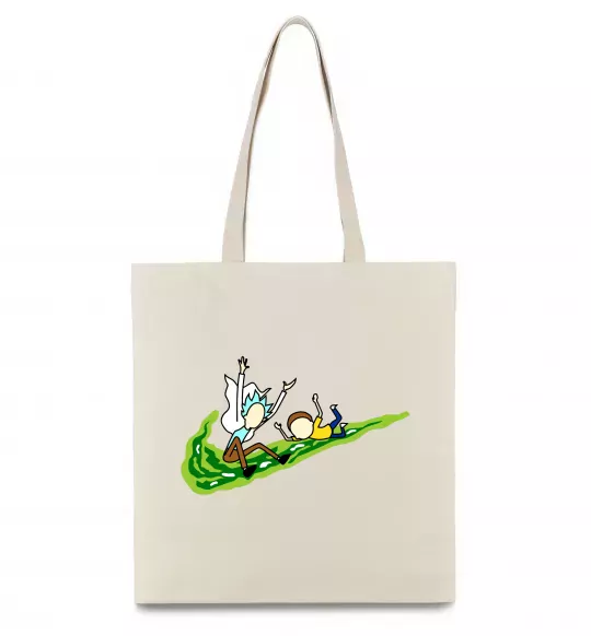 Эко-сумка Рік та Морті летять на значку Бежевый фото