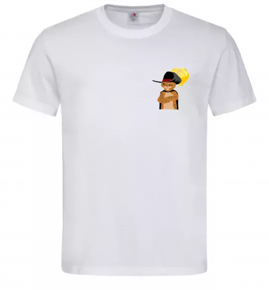 Чоловіча футболка Кіт у чоботях маленький Білий фото