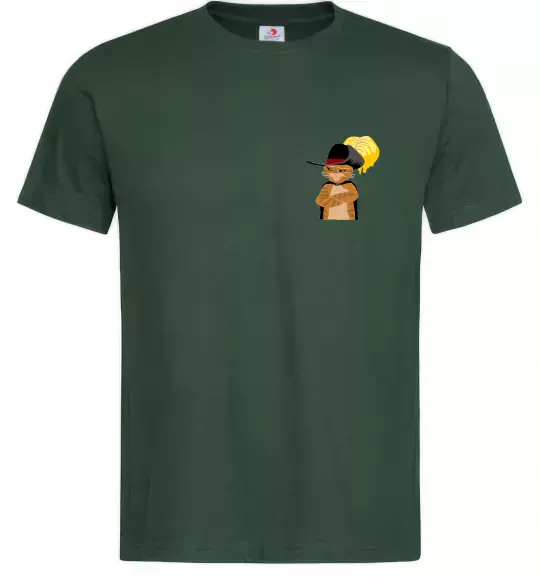 Чоловіча футболка Кіт у чоботях маленький Темно-зелений фото