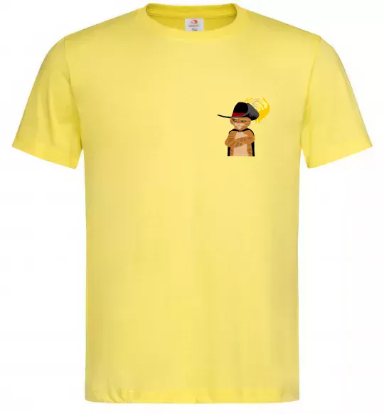 Чоловіча футболка Кіт у чоботях маленький Лимонний фото