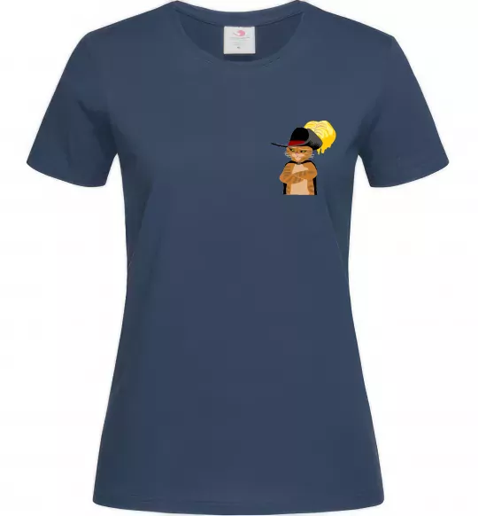 Жіноча футболка Кіт у чоботях маленький Темно-синій фото