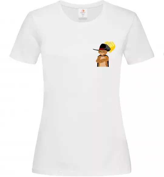 Жіноча футболка Кіт у чоботях маленький Білий фото