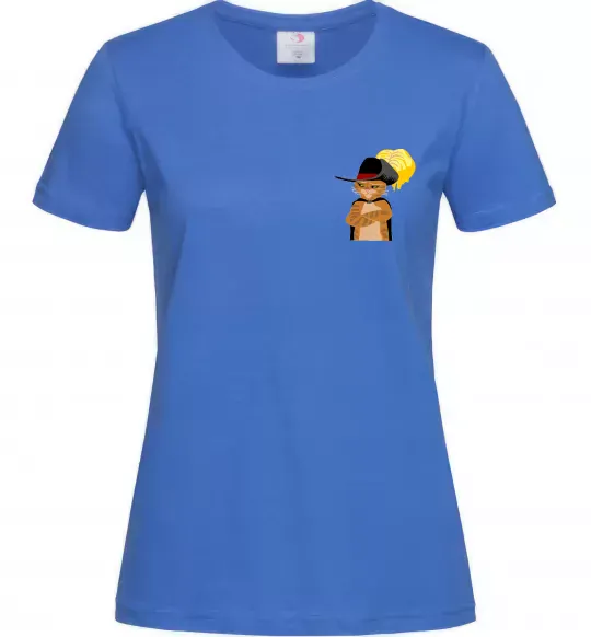 Жіноча футболка Кіт у чоботях маленький Яскраво-синій фото