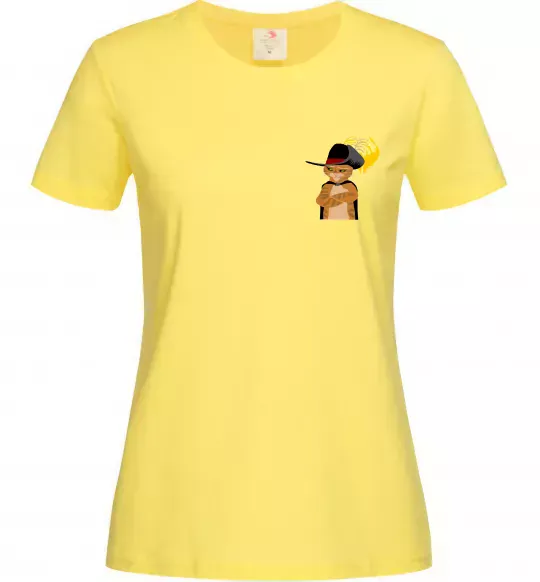 Жіноча футболка Кіт у чоботях маленький Лимонний фото