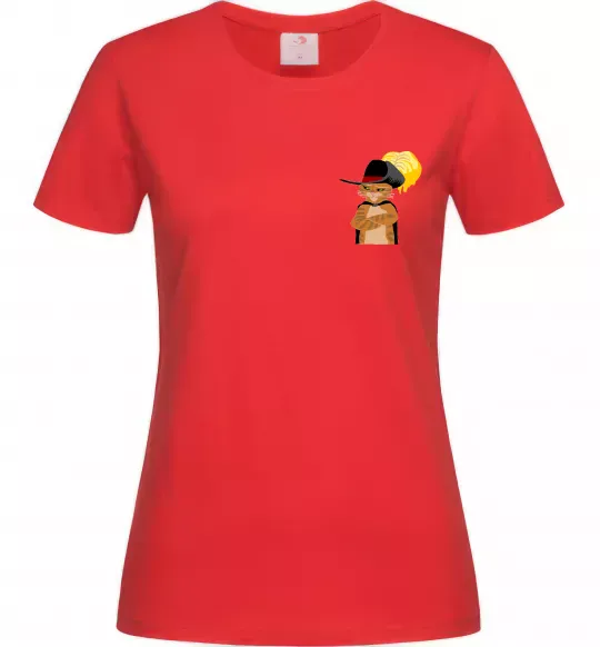 Жіноча футболка Кіт у чоботях маленький Червоний фото