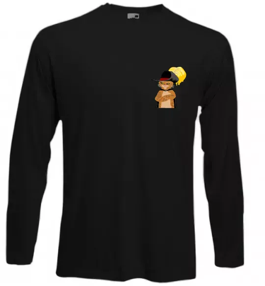 Лонгслив Кіт у чоботях маленький Черный фото