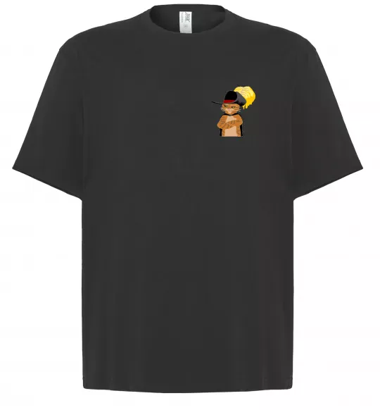 Футболка Оверсайз Кіт у чоботях маленький Чорний фото