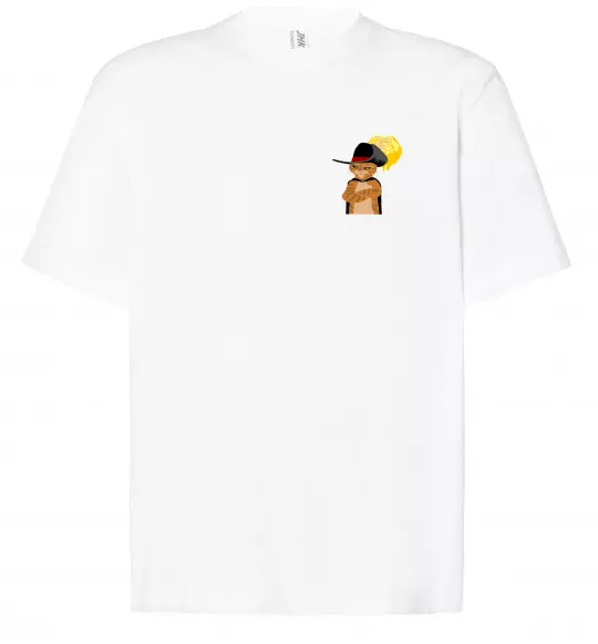 Футболка Оверсайз Кіт у чоботях маленький Білий фото