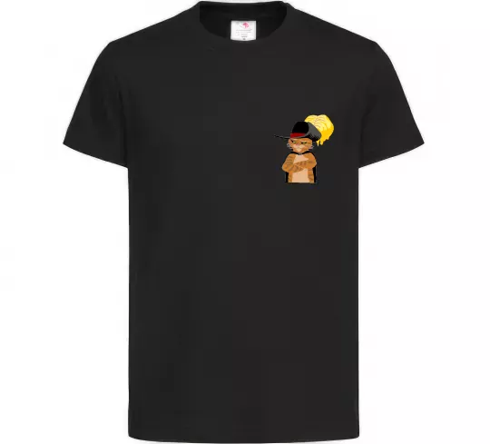 Дитяча футболка Кіт у чоботях маленький Чорний фото