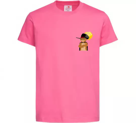 Дитяча футболка Кіт у чоботях маленький Яскраво-рожевий фото