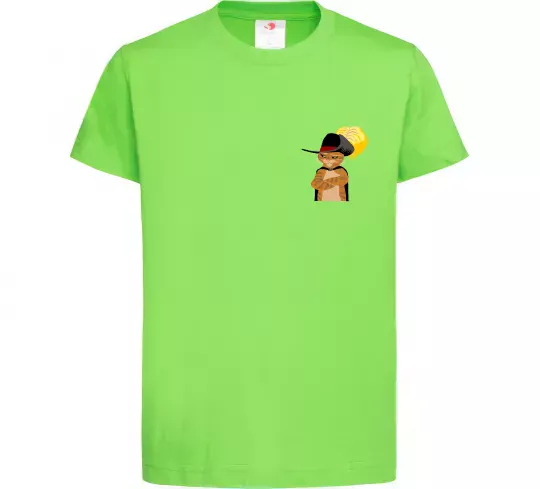 Дитяча футболка Кіт у чоботях маленький Лаймовий фото