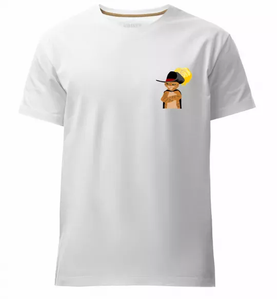 Чоловіча преміум футболка Кіт у чоботях маленький Білий фото