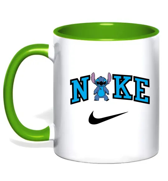 Чашка з кольоровою ручкою Стіч значок Лаймовий фото