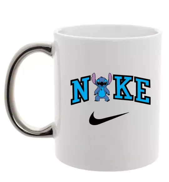 Чашка с цветной ручкой Стіч значок Серебро фото