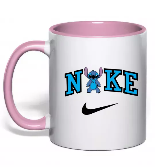 Чашка с цветной ручкой Стіч значок Нежно розовый фото