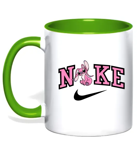 Чашка з кольоровою ручкою Енджел (Стіч) Лаймовий фото