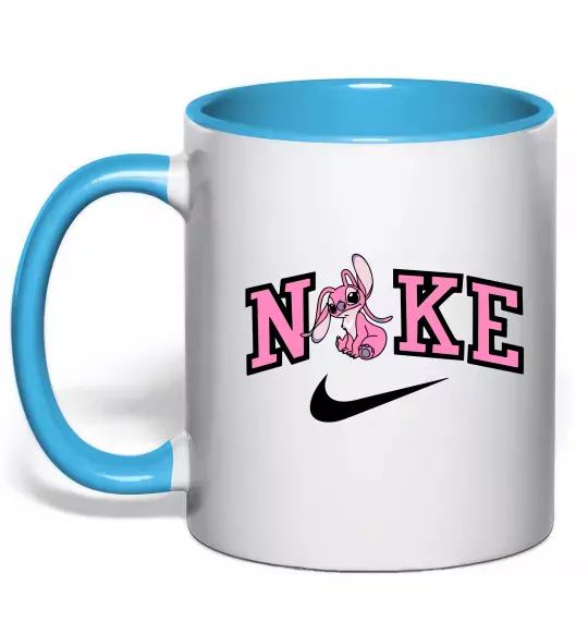 Чашка с цветной ручкой Енджел (Стіч) Голубой фото