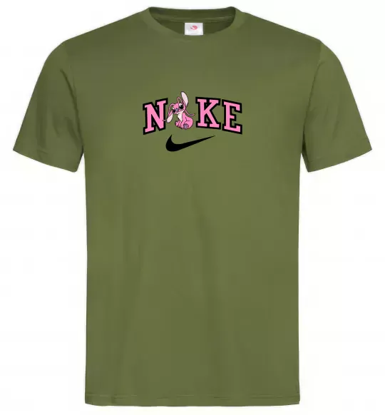 Мужская футболка Енджел (Стіч) Оливковый фото