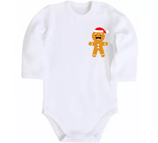Детский боди Новорічний пряник маленький Белый фото