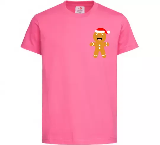 Дитяча футболка Новорічний пряник маленький Яскраво-рожевий фото