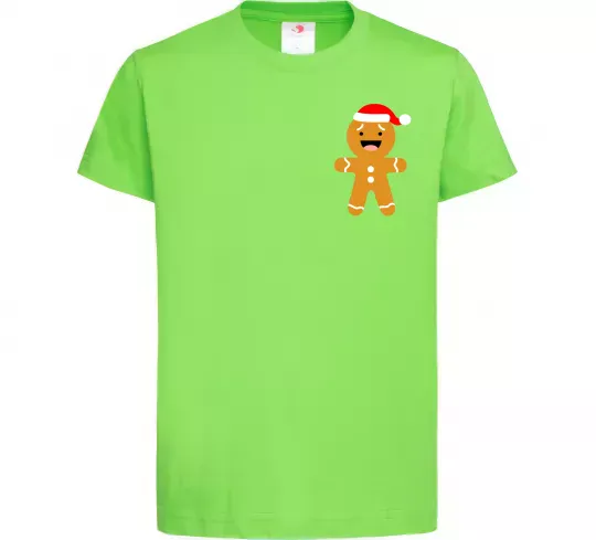 Дитяча футболка Новорічний пряник маленький Лаймовий фото