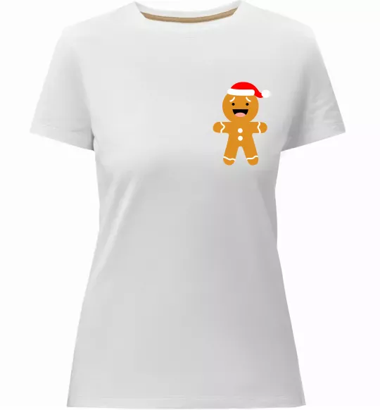 Женская премиум футболка Новорічний пряник маленький Белый фото